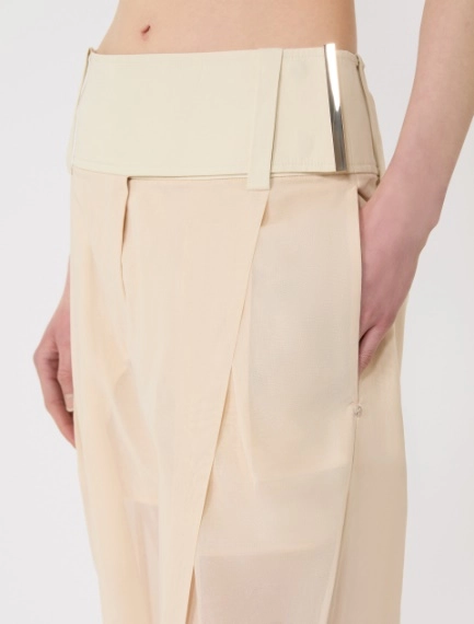 Wide-fit trousers in organza-feel cotton voile - ECRU - Sportmax - 4