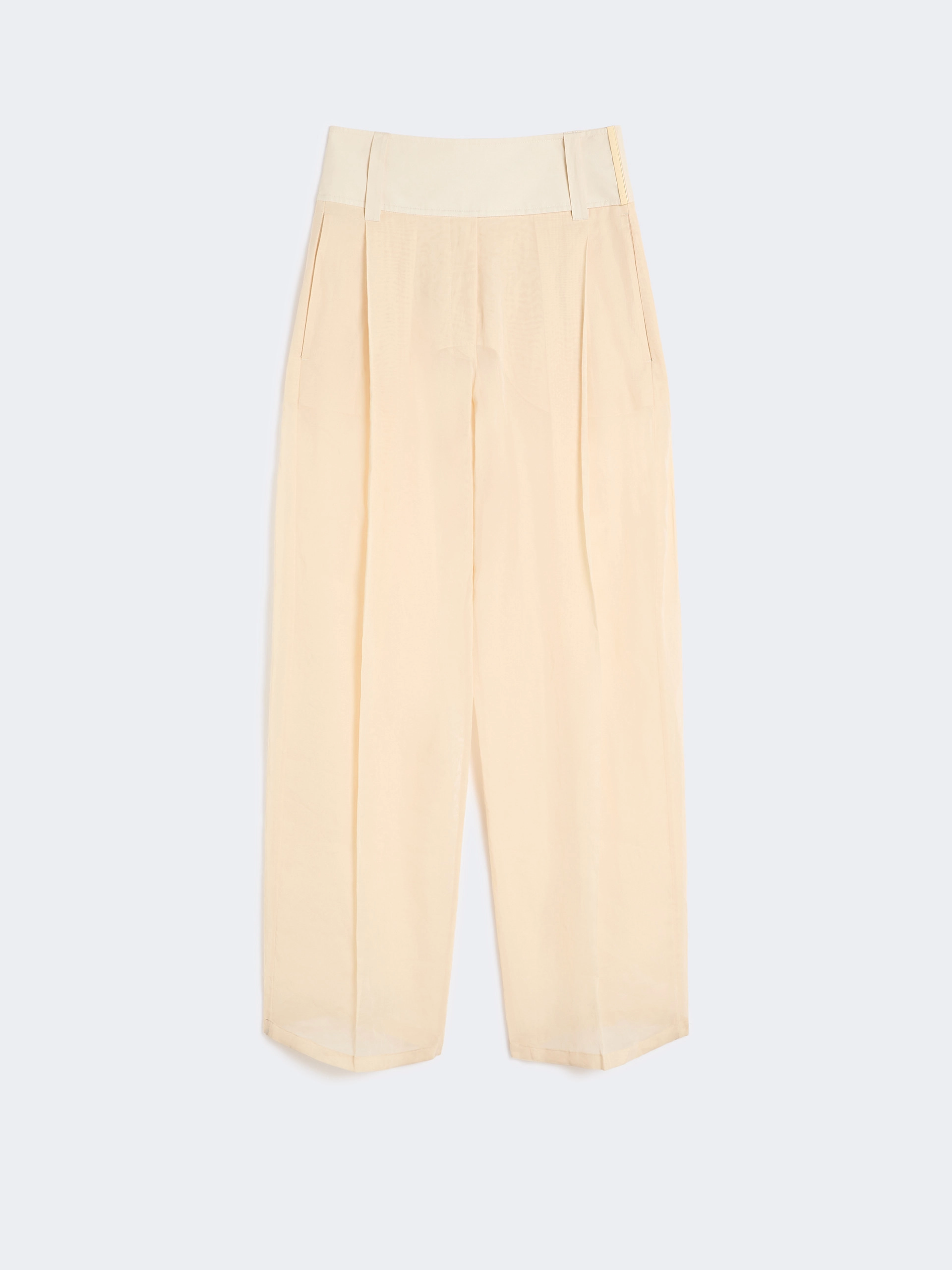 Wide-fit trousers in organza-feel cotton voile - ECRU - Sportmax - 5