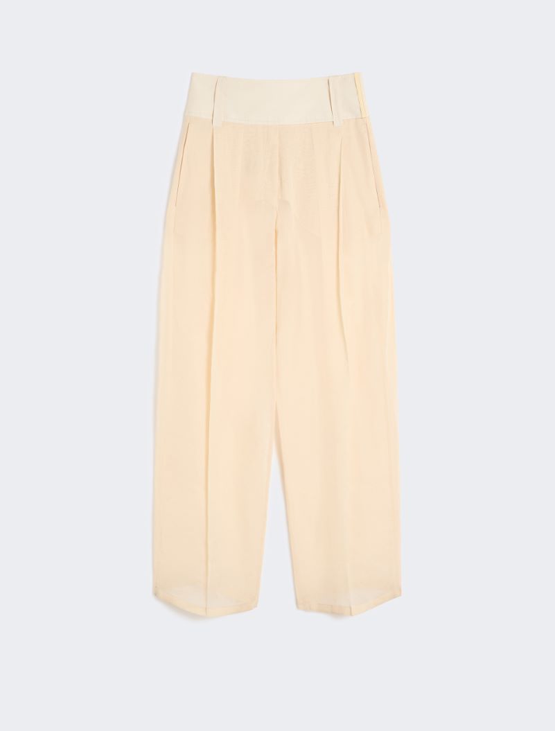 Wide-fit trousers in organza-feel cotton voile - ECRU - Sportmax - 6