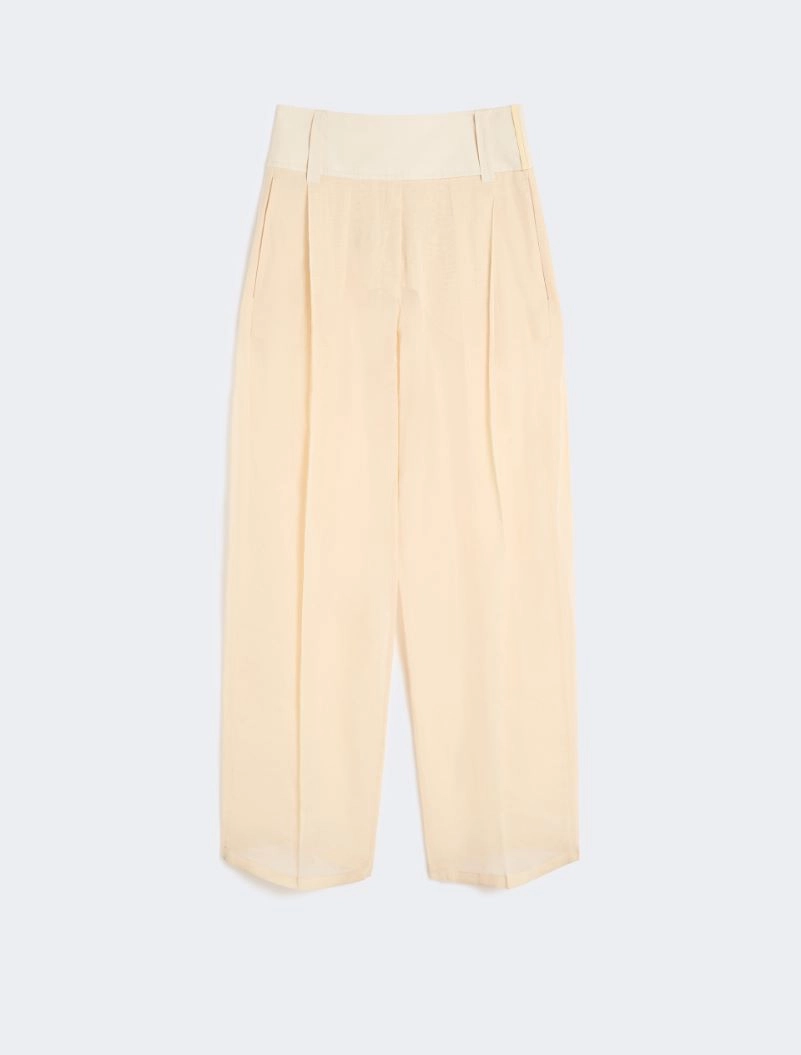 Wide-fit trousers in organza-feel cotton voile - ECRU - Sportmax - 6