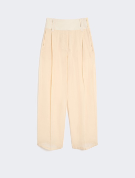 Wide-fit trousers in organza-feel cotton voile - ECRU - Sportmax - 6