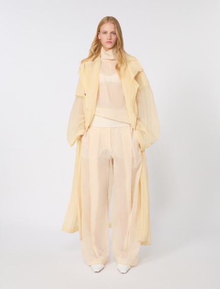 Wide-fit trousers in organza-feel cotton voile - ECRU - Sportmax
