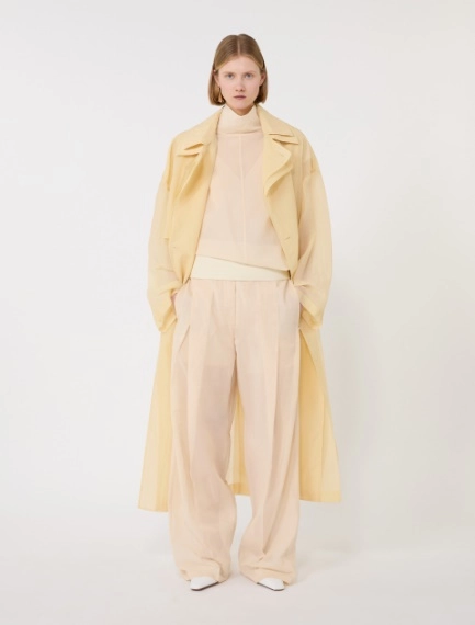 Wide-fit trousers in organza-feel cotton voile - ECRU - Sportmax