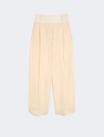 Wide-fit trousers in organza-feel cotton voile - ECRU - Sportmax