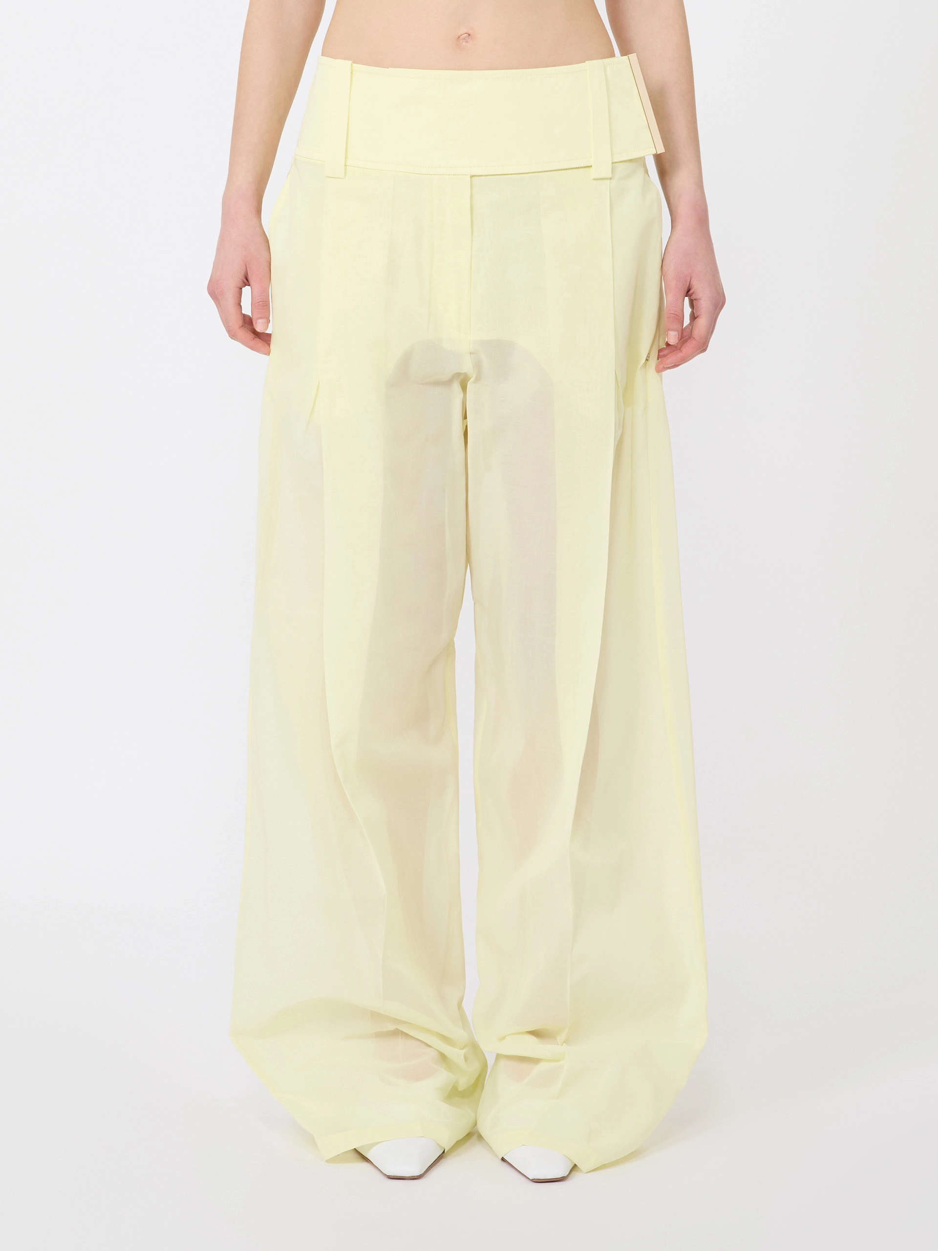 Wide-fit trousers in organza-feel cotton voile - YELLOW - Sportmax - 2