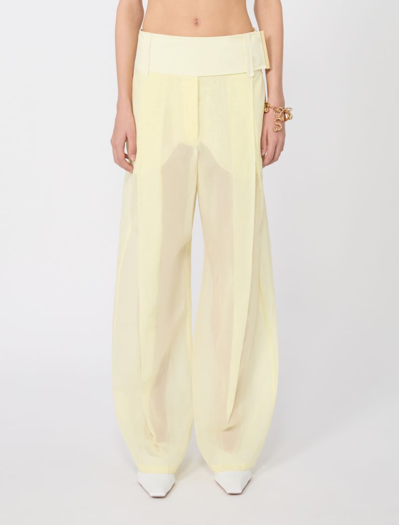 Wide-fit trousers in organza-feel cotton voile - YELLOW - Sportmax - 2