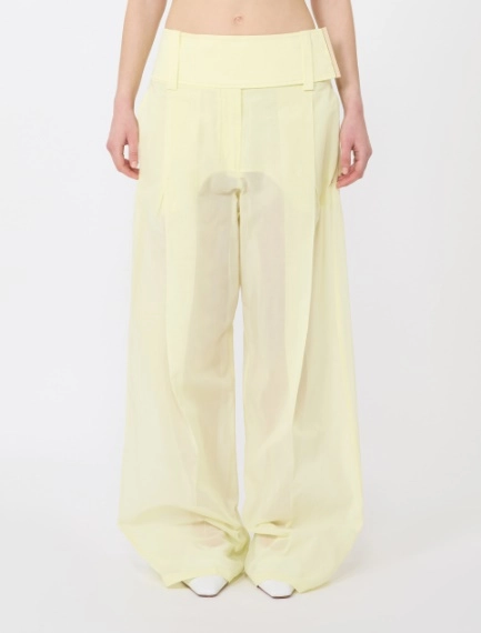 Wide-fit trousers in organza-feel cotton voile - YELLOW - Sportmax - 2