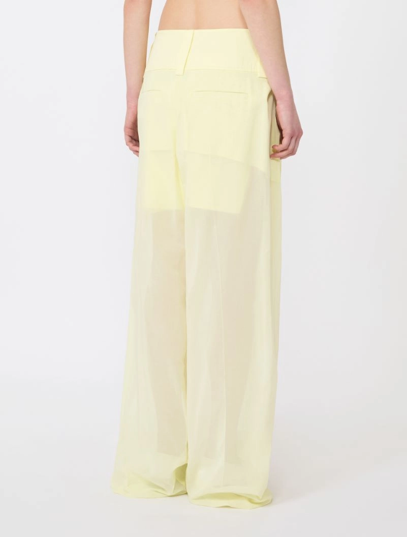 Wide-fit trousers in organza-feel cotton voile - YELLOW - Sportmax - 3
