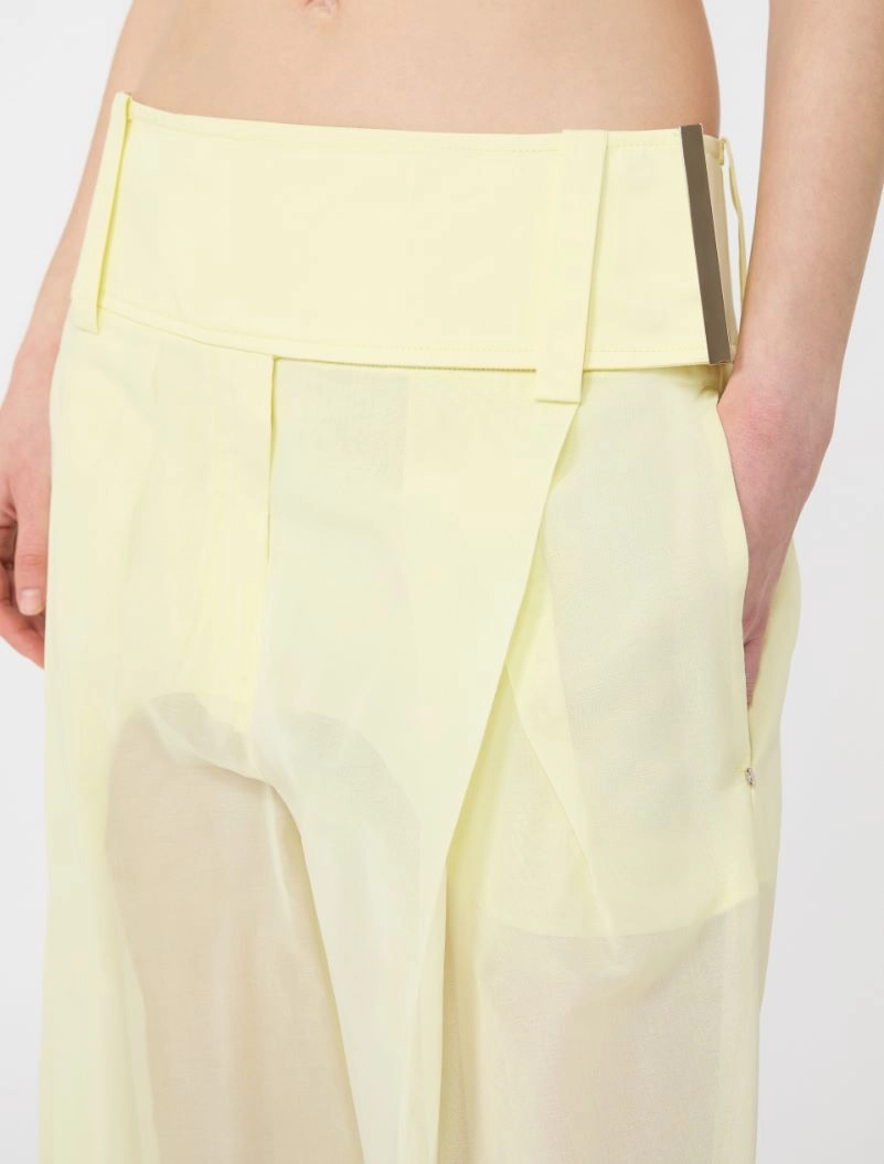 Wide-fit trousers in organza-feel cotton voile - YELLOW - Sportmax - 4