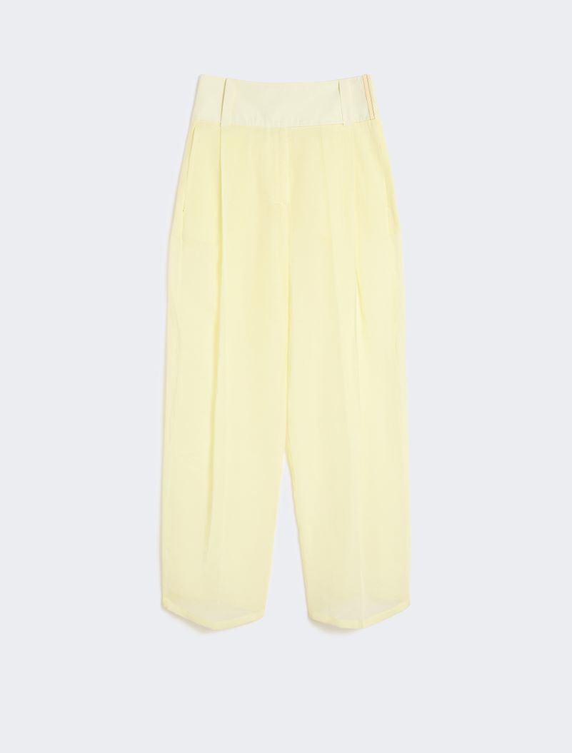 Wide-fit trousers in organza-feel cotton voile - YELLOW - Sportmax - 6