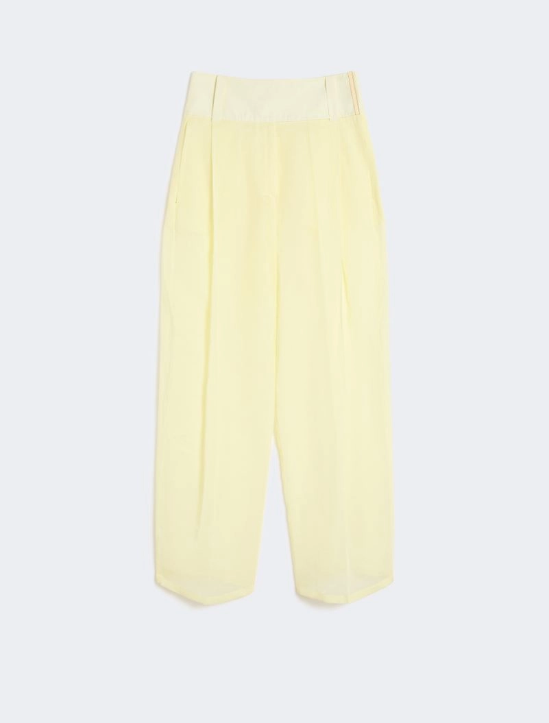 Wide-fit trousers in organza-feel cotton voile - YELLOW - Sportmax - 6