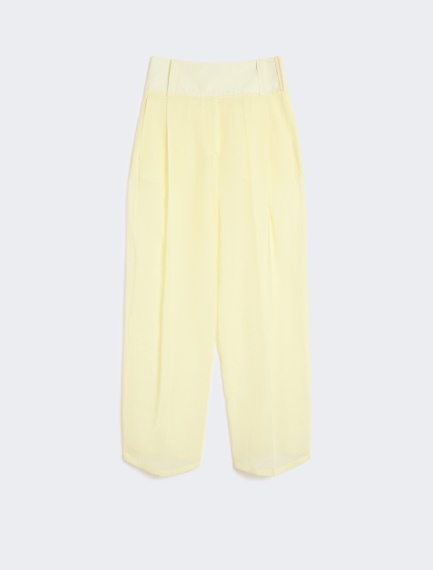 Wide-fit trousers in organza-feel cotton voile - YELLOW - Sportmax - 6