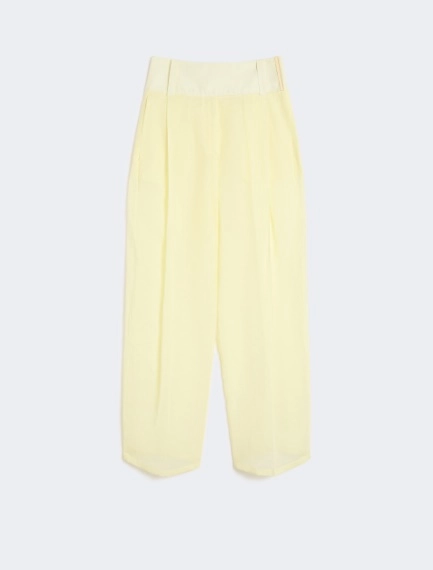 Wide-fit trousers in organza-feel cotton voile - YELLOW - Sportmax - 6