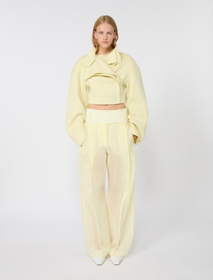 Wide-fit trousers in organza-feel cotton voile - YELLOW - Sportmax