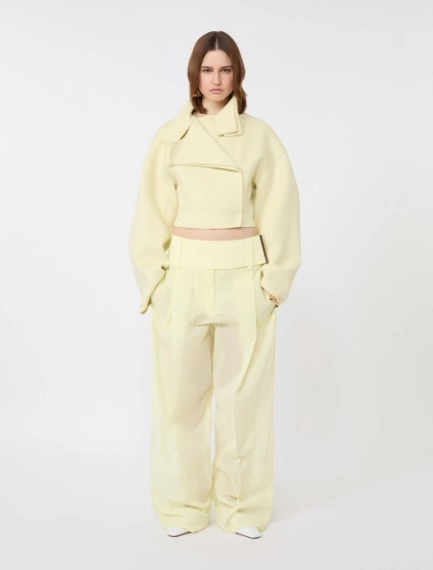 Wide-fit trousers in organza-feel cotton voile - YELLOW - Sportmax