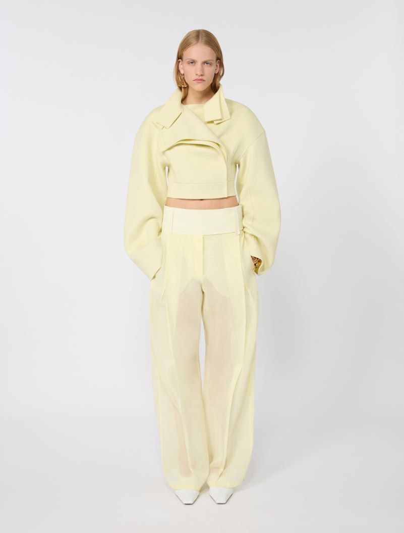 Wide-fit trousers in organza-feel cotton voile - YELLOW - Sportmax