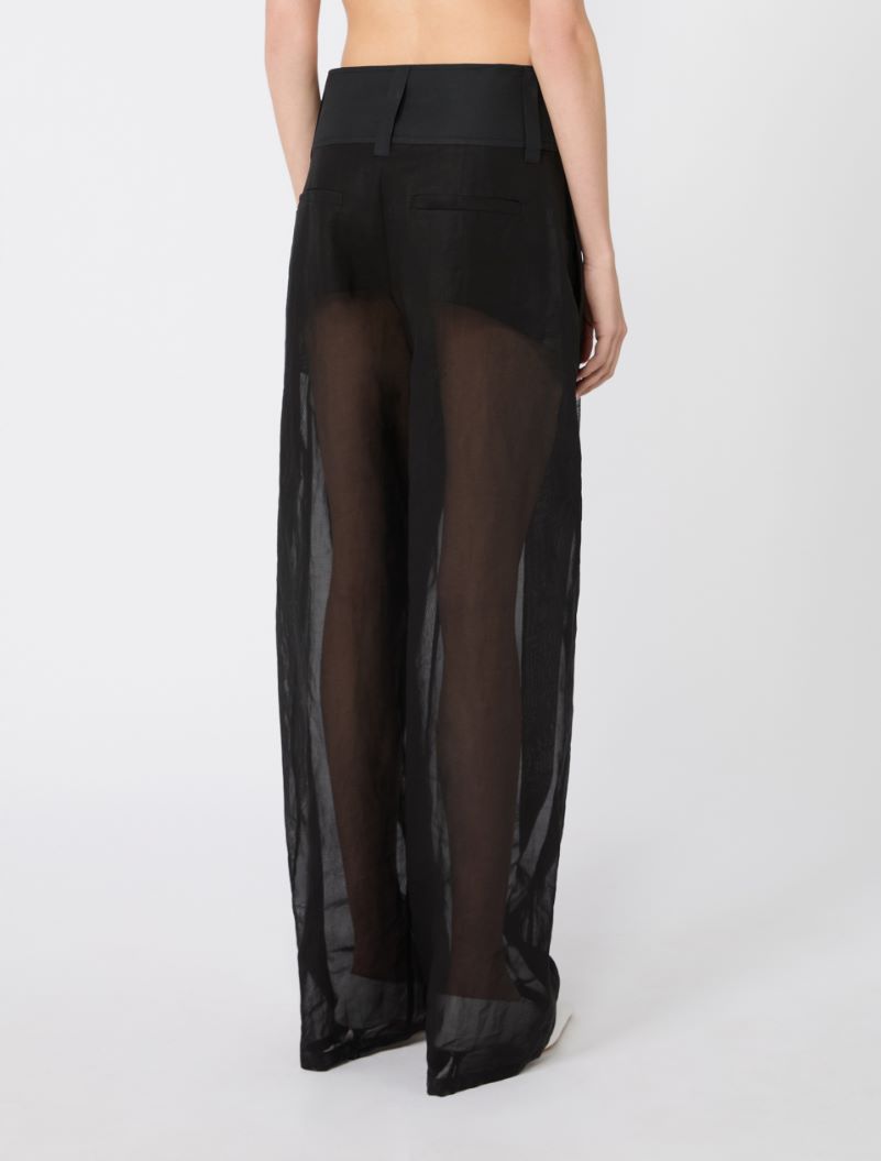 Wide-fit trousers in organza-feel cotton voile - BLACK - Sportmax - 3