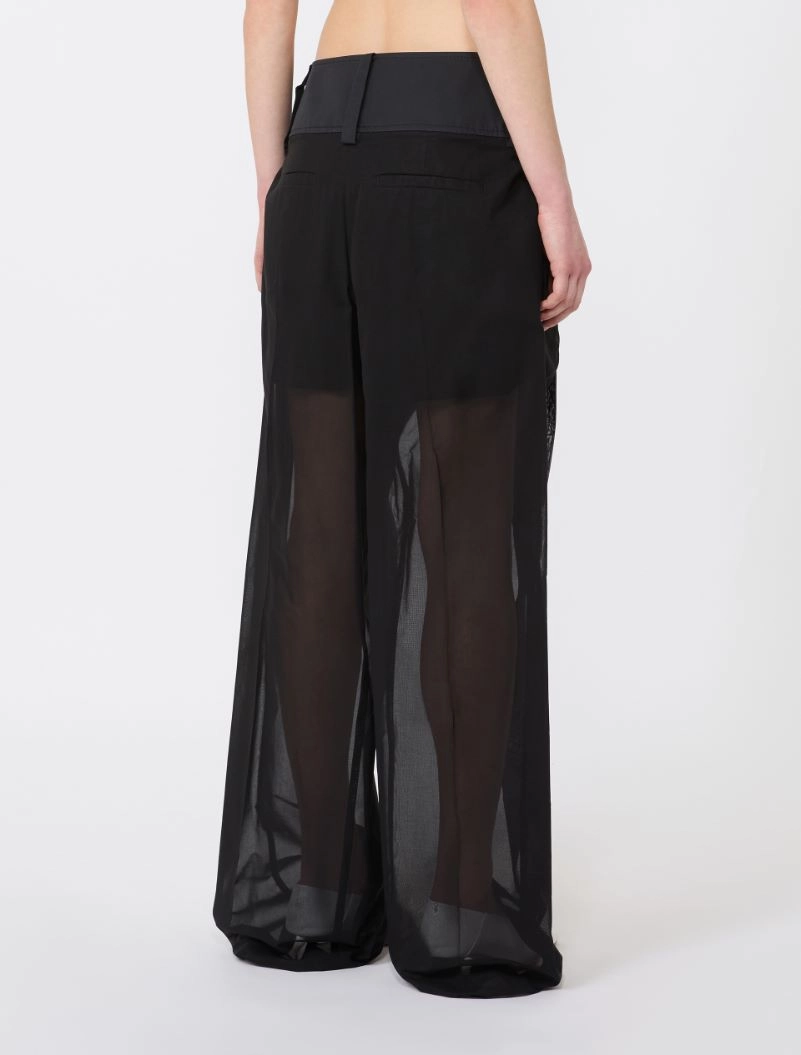 Wide-fit trousers in organza-feel cotton voile - BLACK - Sportmax - 3