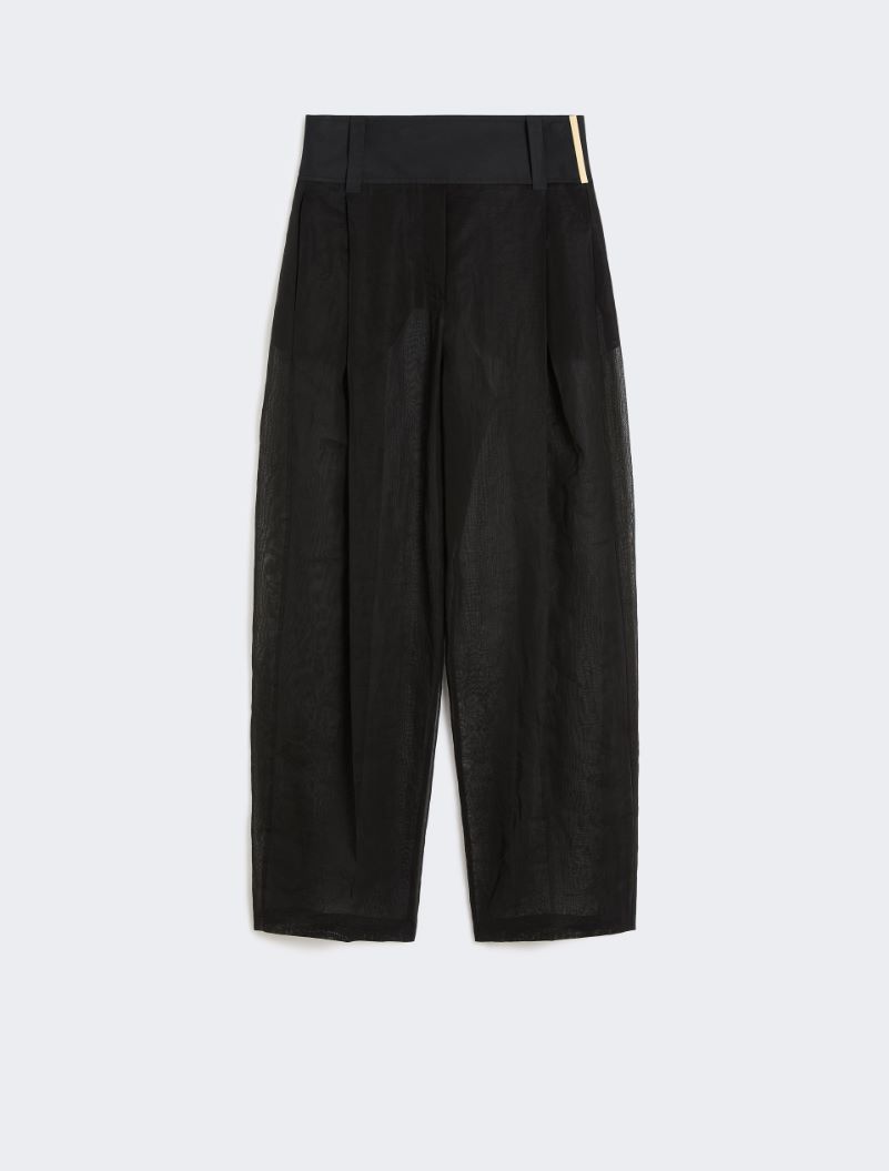 Wide-fit trousers in organza-feel cotton voile - BLACK - Sportmax - 6