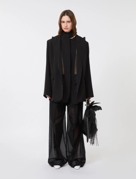 Wide-fit trousers in organza-feel cotton voile - BLACK - Sportmax