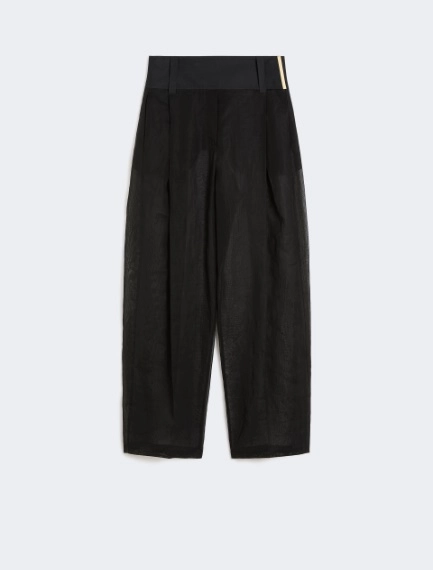 Wide-fit trousers in organza-feel cotton voile - BLACK - Sportmax