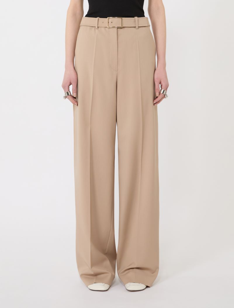 Wide-fit stretch wool gabardine trousers - BEIGE - Sportmax - 2