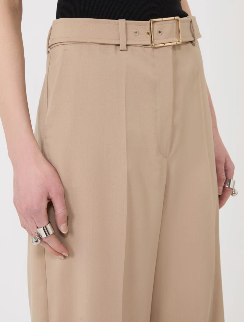 Wide-fit stretch wool gabardine trousers - BEIGE - Sportmax - 4
