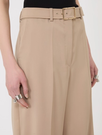 Wide-fit stretch wool gabardine trousers - BEIGE - Sportmax - 4