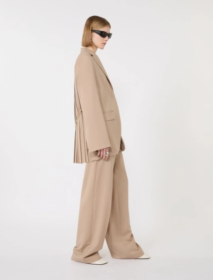 Wide-fit stretch wool gabardine trousers - BEIGE - Sportmax
