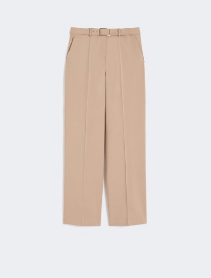 Wide-fit stretch wool gabardine trousers - BEIGE - Sportmax
