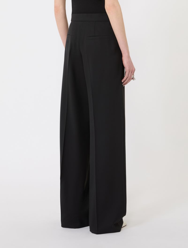 Wide-fit stretch wool gabardine trousers - BLACK - Sportmax - 3