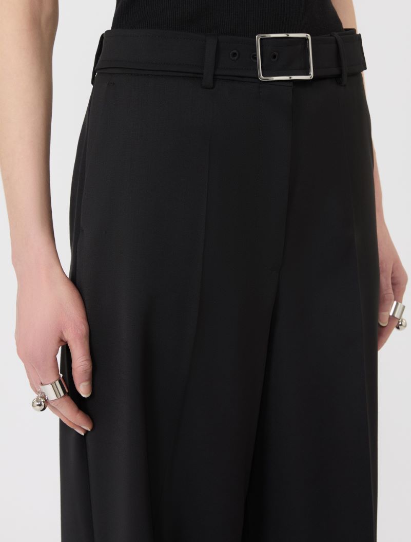 Wide-fit stretch wool gabardine trousers - BLACK - Sportmax - 4