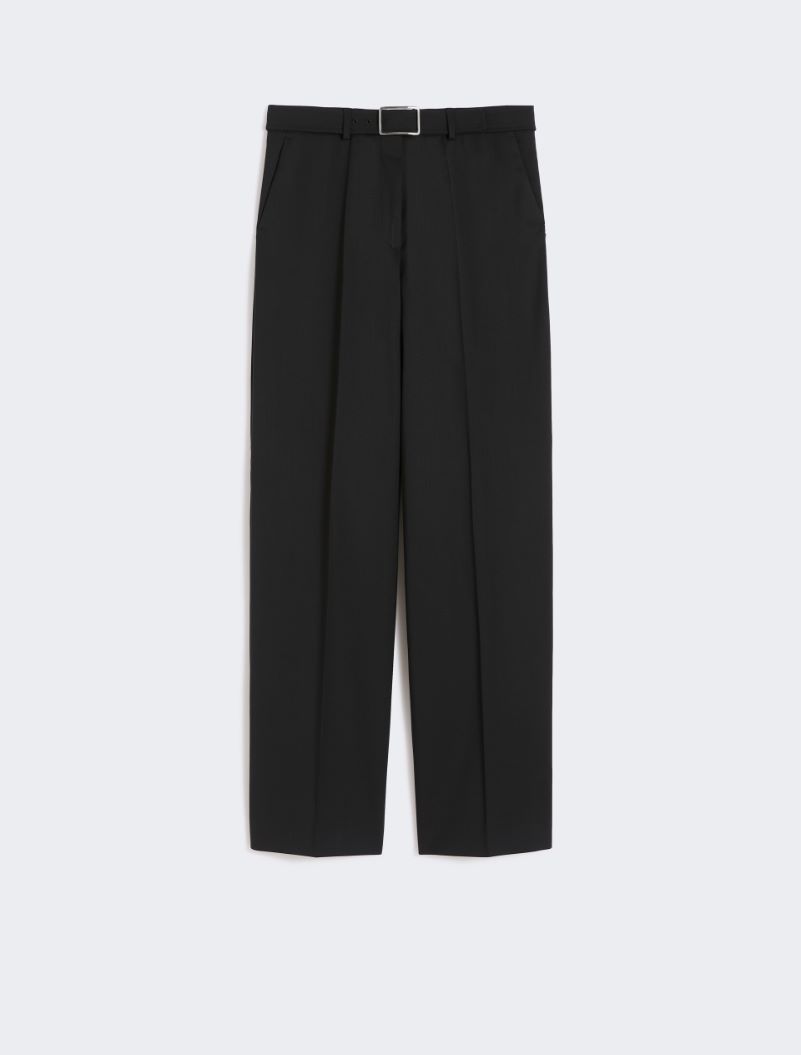 Wide-fit stretch wool gabardine trousers - BLACK - Sportmax - 6