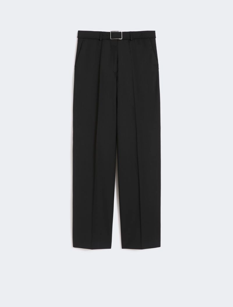 Wide-fit stretch wool gabardine trousers - BLACK - Sportmax - 6