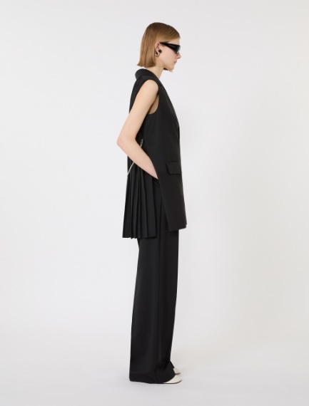 Wide-fit stretch wool gabardine trousers - BLACK - Sportmax