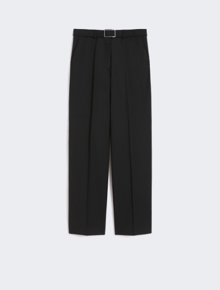 Wide-fit stretch wool gabardine trousers - BLACK - Sportmax