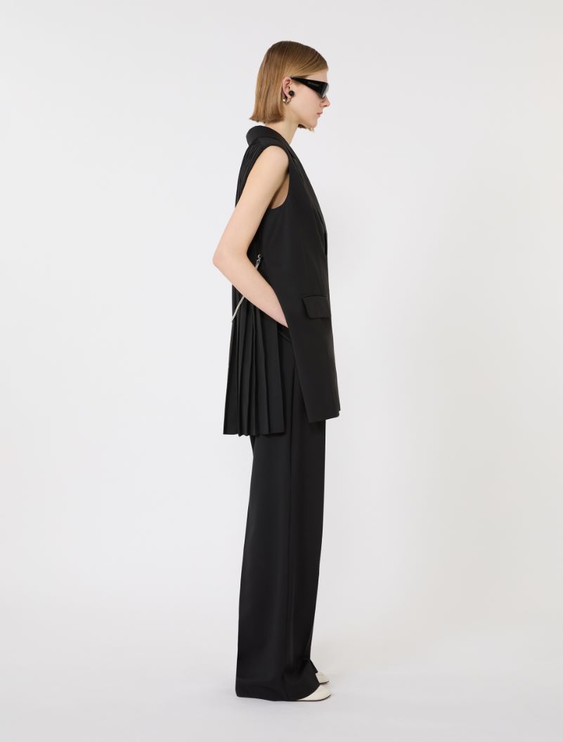 Wide-fit stretch wool gabardine trousers - BLACK - Sportmax