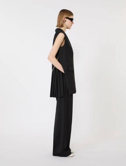 Wide-fit stretch wool gabardine trousers - BLACK - Sportmax - 1