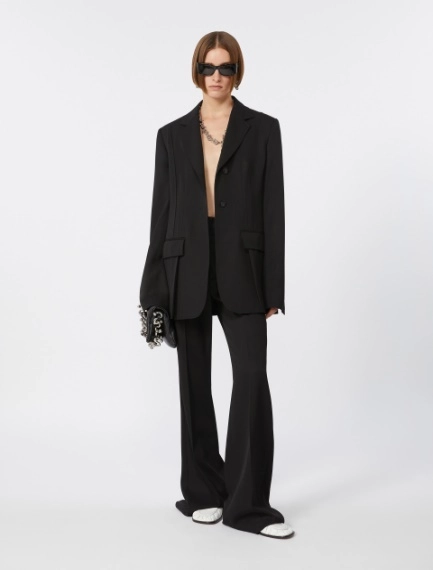 Pantalon évasé en mélange de viscose - NOIR - Sportmax