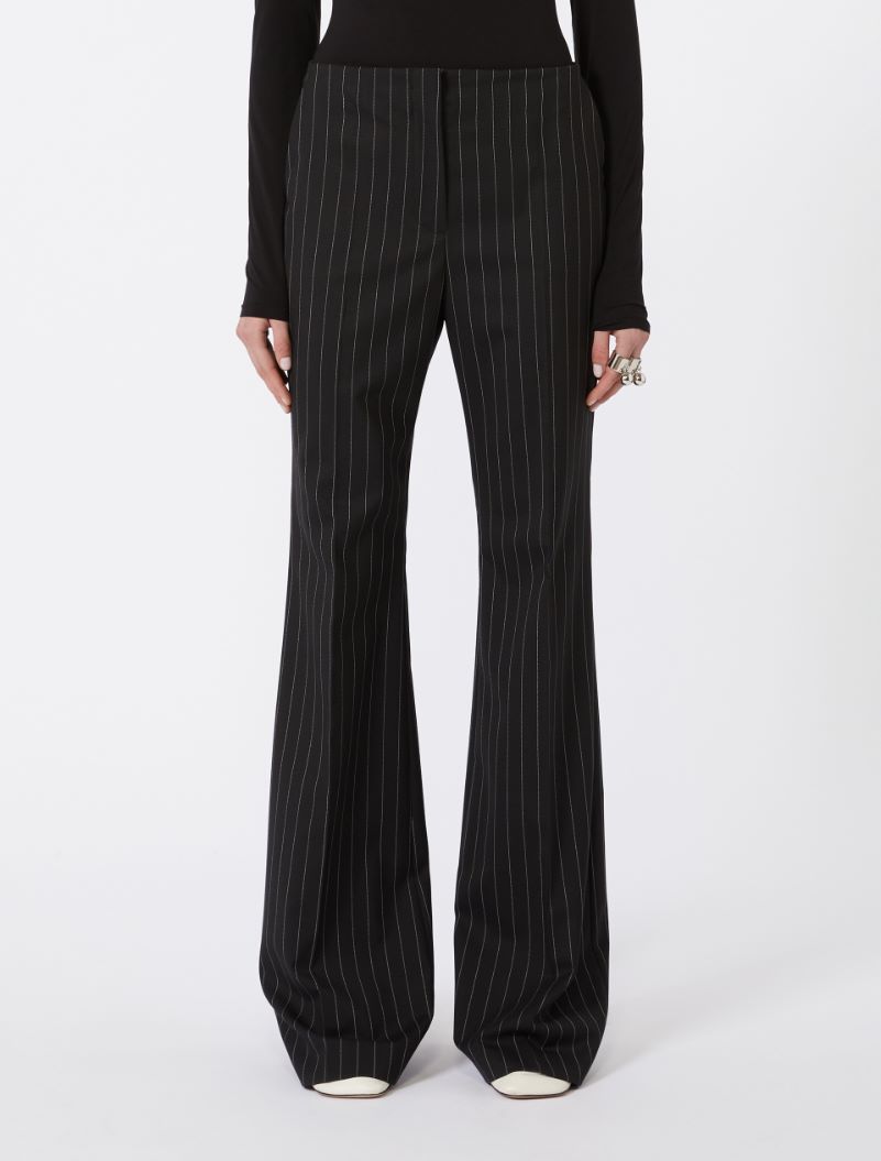 Flared pinstripe wool trousers - BLACK - Sportmax - 2