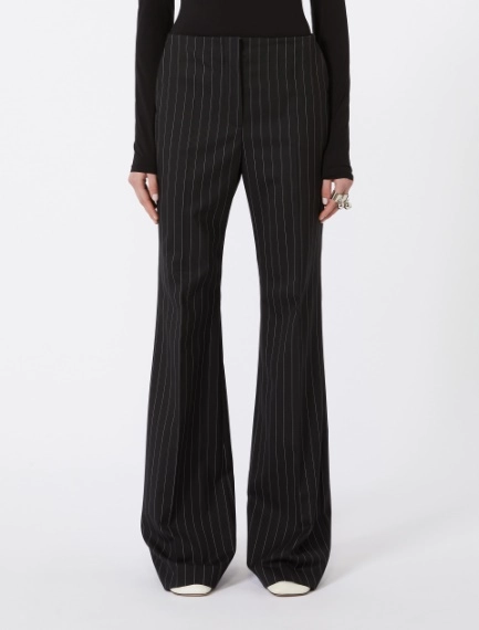 Flared pinstripe wool trousers - BLACK - Sportmax - 2