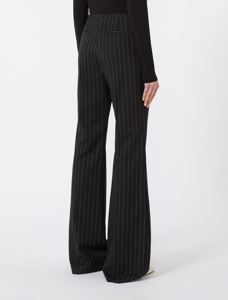 Flared pinstripe wool trousers - BLACK - Sportmax - 3