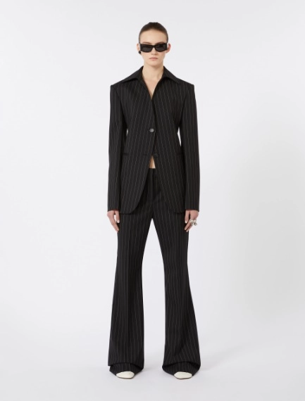 Flared pinstripe wool trousers - BLACK - Sportmax - 1