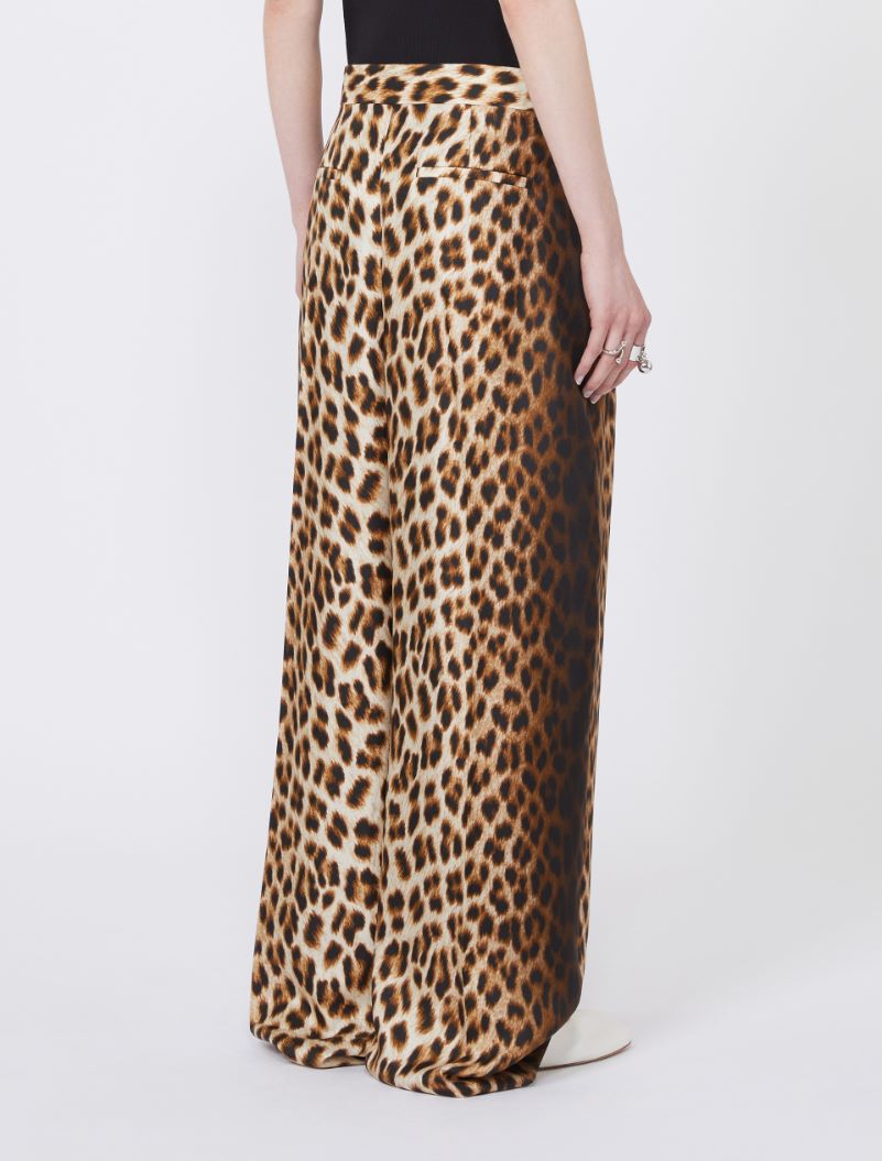 Animal-print pure silk trousers - CAMEL - Sportmax - 3