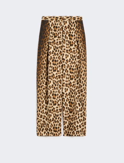 Animal-print pure silk trousers - CAMEL - Sportmax