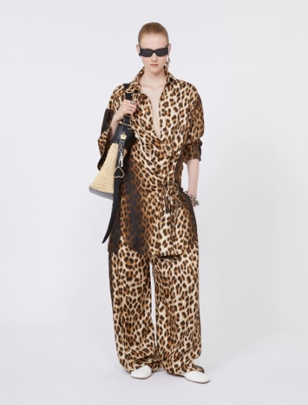 Animal-print pure silk trousers - CAMEL - Sportmax - 1