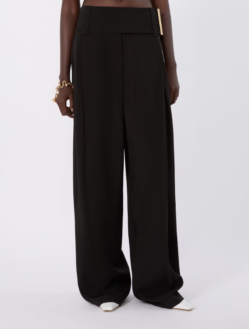Wide-fit viscose satin trousers - BLACK - Sportmax - 2