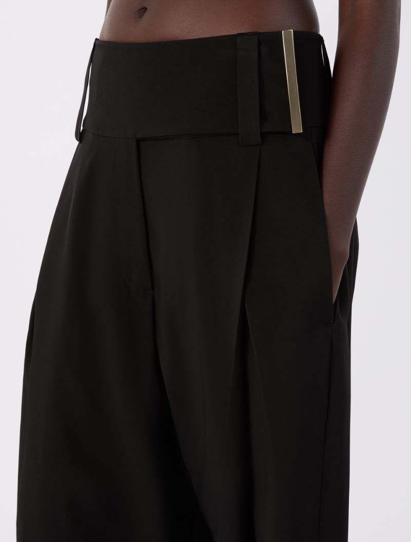 Wide-fit viscose satin trousers - BLACK - Sportmax - 4