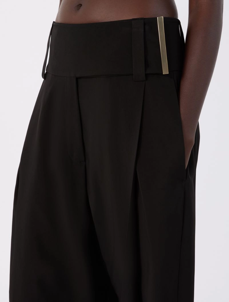 Wide-fit viscose satin trousers - BLACK - Sportmax - 4