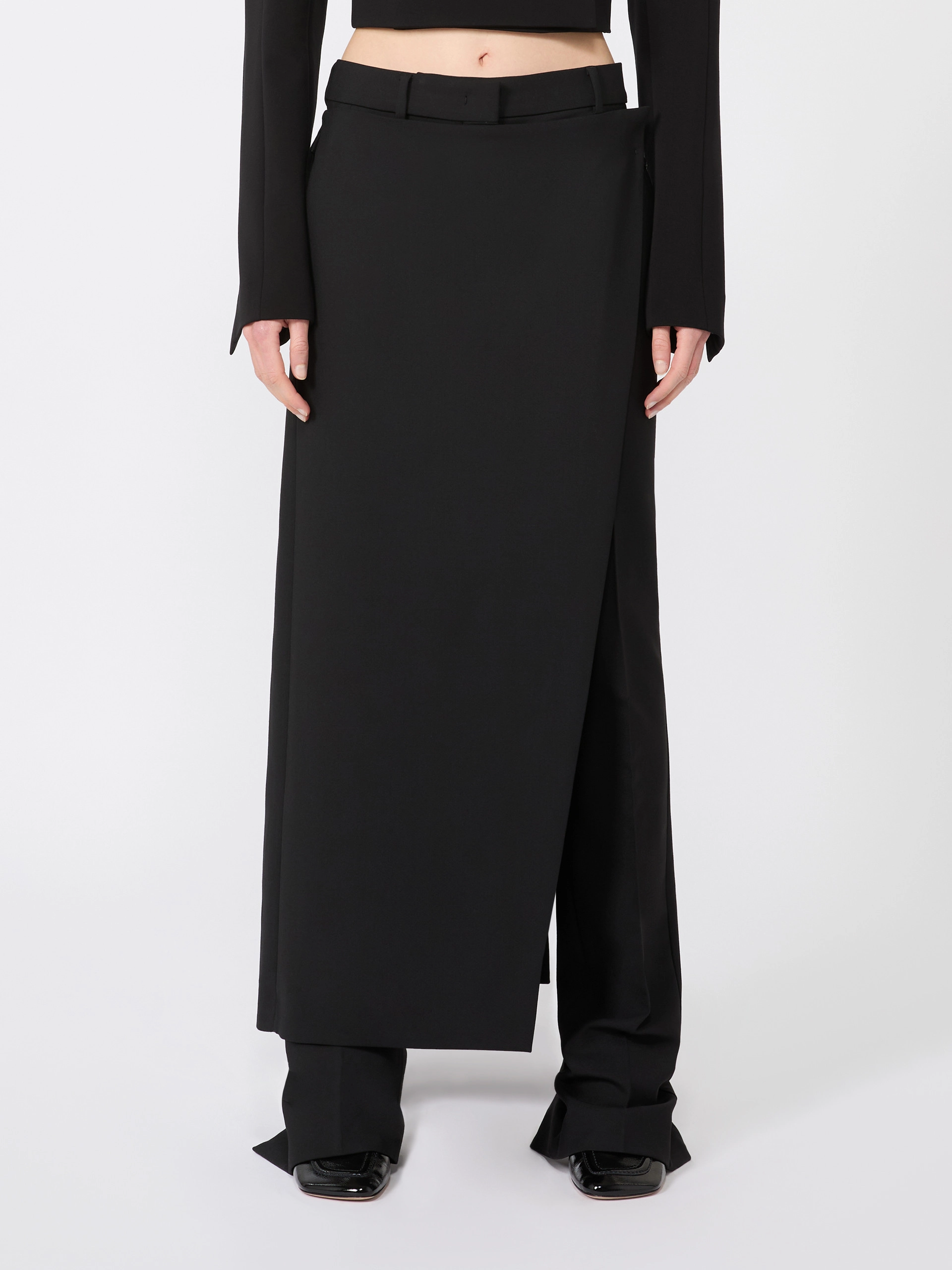 Stretch wool trousers with removable panel - BLACK - Sportmax - 2